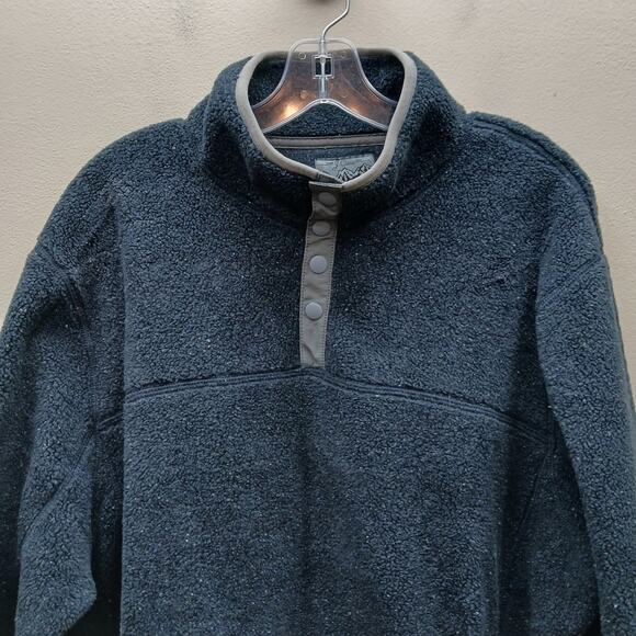 J. Crew NWT Nordic Fleece Mock Neck Sherpa 1/4 Snap Pullover Sweater Blue SZ XL - Picture 11 of 12